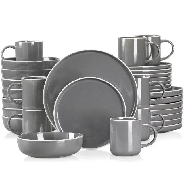 "Glaze" Kollektion | Geschirr Set 16/32/48-tlg. | grau | Steingut - Töpferkunst | Steingut Geschirrsets