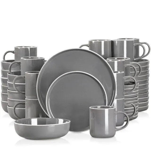 "Glaze" Kollektion | Geschirr Set 16/32/48-tlg. | grau | Steingut - Töpferkunst | Steingut Geschirrsets