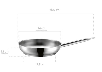 Pro Inox Bratpfanne Edelstahl 18/10 0,7mm | Silber | Edelstahl 18/10