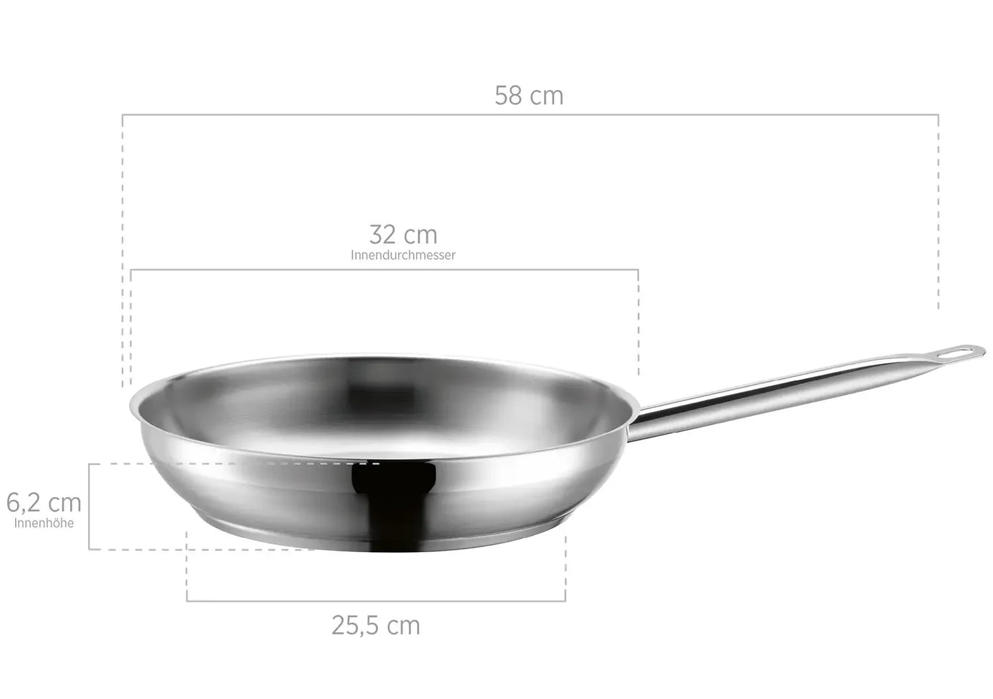 Pro Inox Bratpfanne antihaftbeschichtet Edelstahl | Silber / Schwarz | Edelstahl 18/10