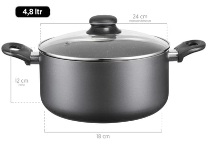 Solido Kochtopfset | 6-tlg. | Schwarz | Aluminium gepresst