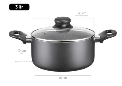 Solido Kochtopfset | 6-tlg. | Schwarz | Aluminium gepresst