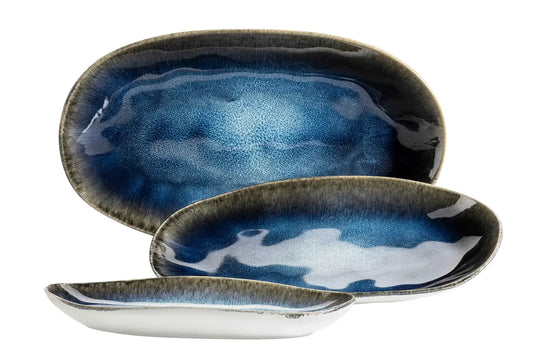 Nordic Frost Plattenset | 3-tlg. | Blau | Steinzeug