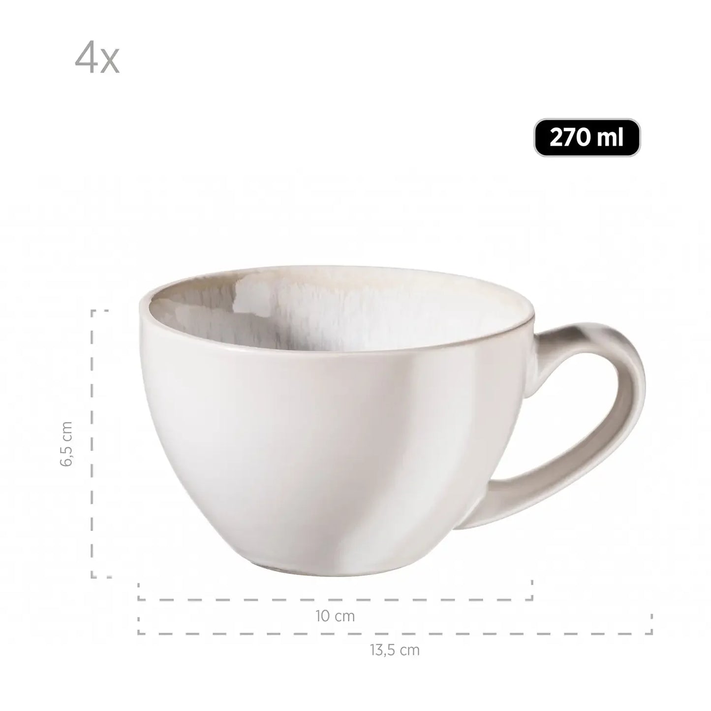 Nordic Frost Kaffeetassenset | 8-tlg. | Weiß | Steinzeug