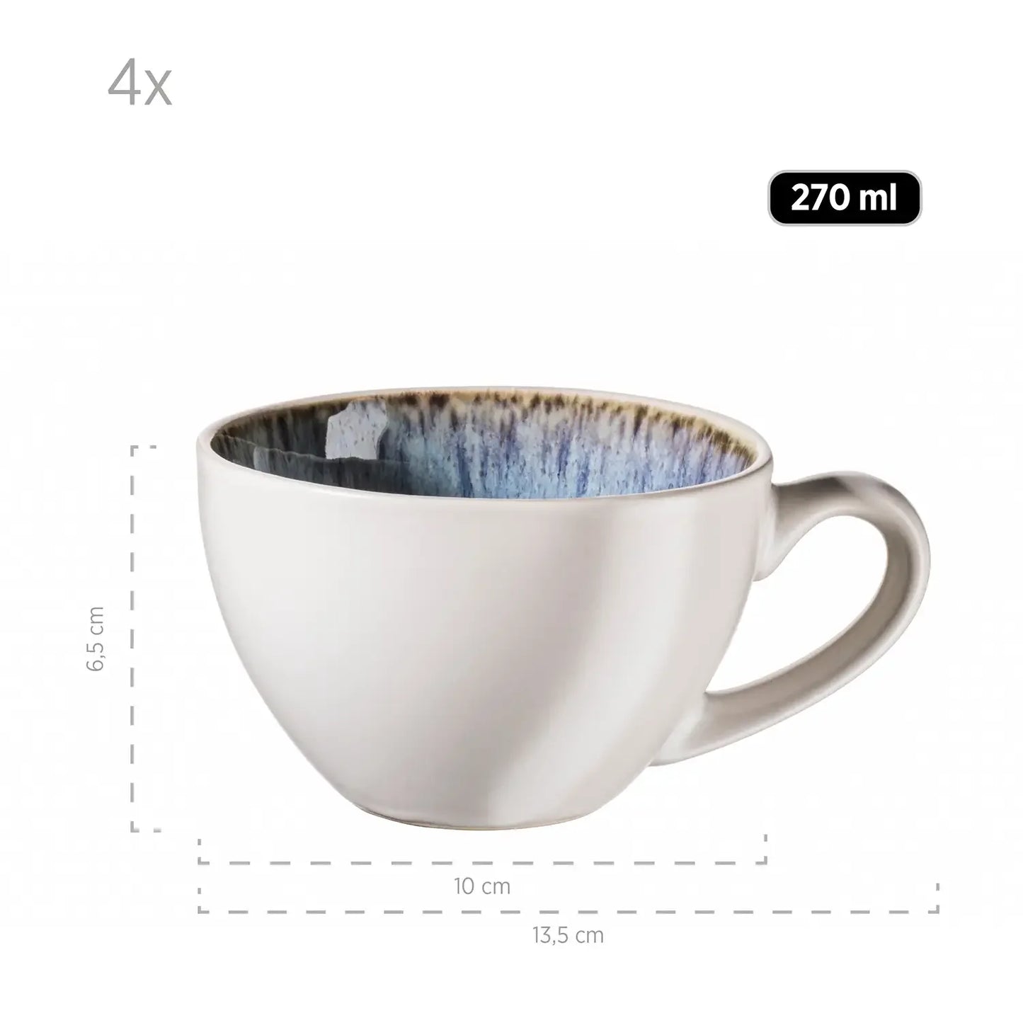 Nordic Frost Kaffeetassenset | 8-tlg. | Blau | Steinzeug