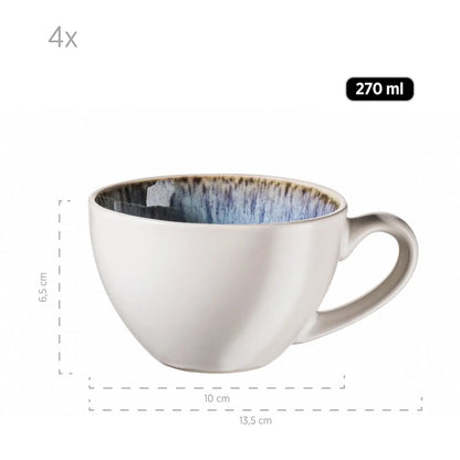 Nordic Frost Kaffeetassenset | 8-tlg. | Blau | Steinzeug