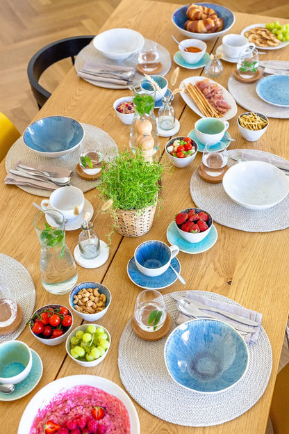 Nordic Frost Kaffeetassenset | 8-tlg. | Blau | Steinzeug