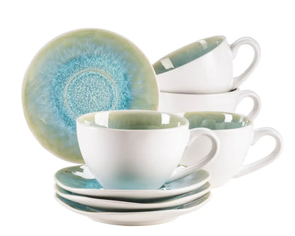 Nordic Frost Kaffeetassenset | 8-tlg. | Grün | Steinzeug
