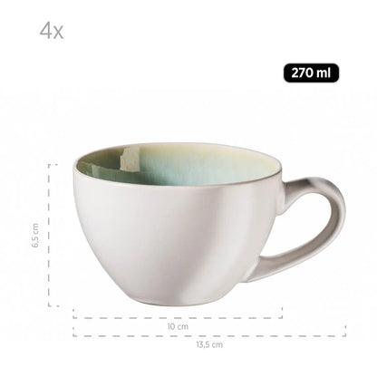 Nordic Frost Kaffeetassenset | 8-tlg. | Grün | Steinzeug