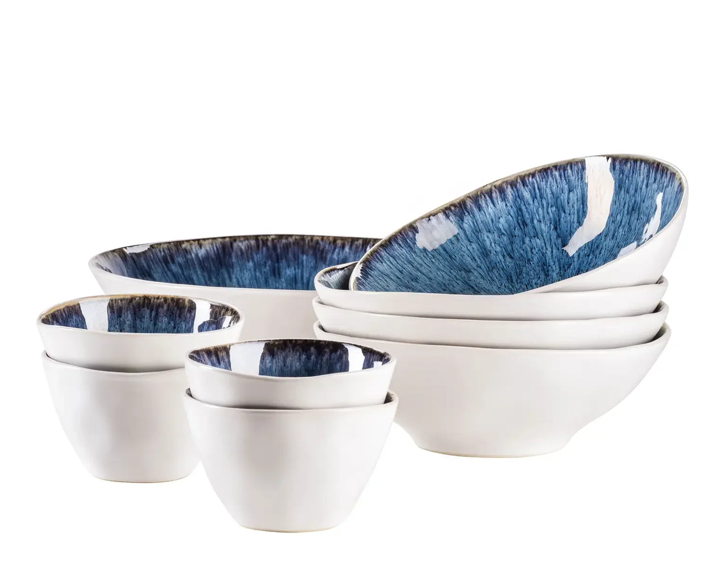 Nordic Frost Schüsselset | 9-tlg. | Blau | Steinzeug