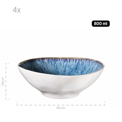 Nordic Frost Schüsselset | 9-tlg. | Blau | Steinzeug