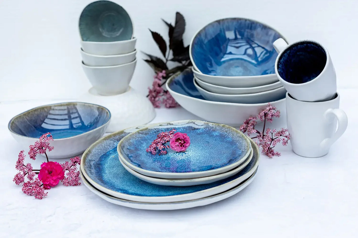 Nordic Frost Schüsselset | 9-tlg. | Blau | Steinzeug