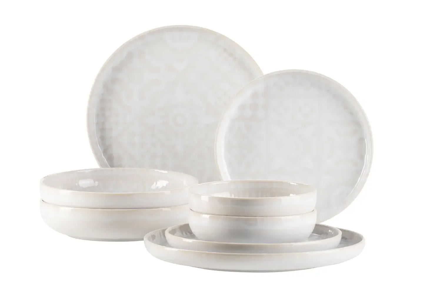 Azulejo Blanc Kombiset UNO | 8-tlg. | Weiß | Steinzeug | Made in Portugal