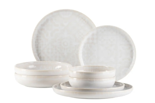 Azulejo Blanc Kombiset UNO | 8-tlg. | Weiß | Steinzeug | Made in Portugal