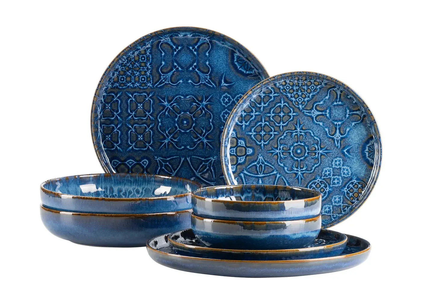Azulejo Blu Kombiset UNO | 8-tlg. | Blau | Steinzeug | Made in Portugal