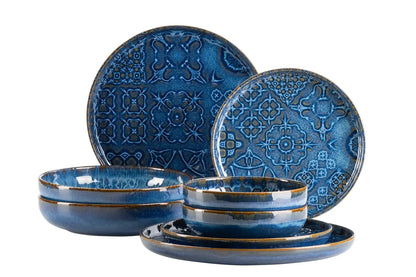 Azulejo Blu Kombiset UNO | 8-tlg. | Blau | Steinzeug | Made in Portugal