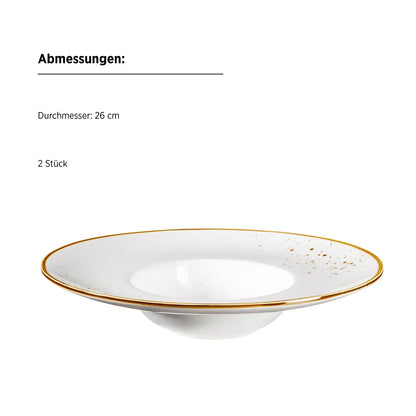 Service de table Riviera Gourmet BLANC à pois bruns | 8 pcs | Blanc / Marron | Porcelaine