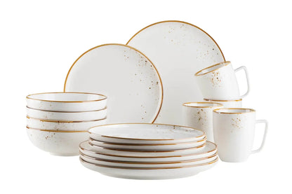 Riviera Kombiset | 16-tlg. | Weiß / Braun | Porzellan