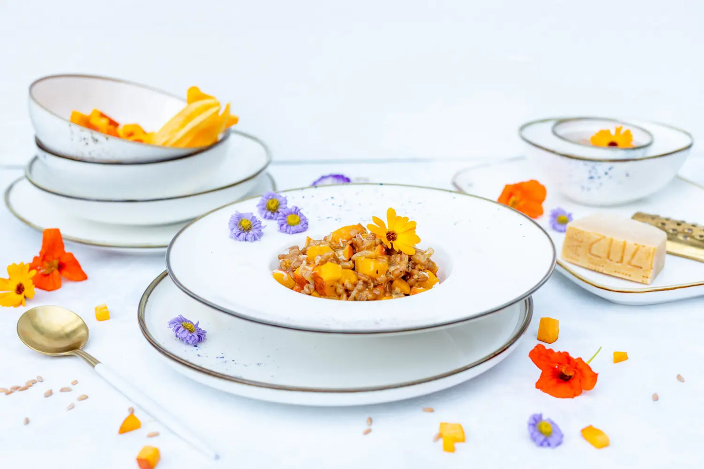 Riviera Kombiset | 16-tlg. | Weiß / Braun | Porzellan