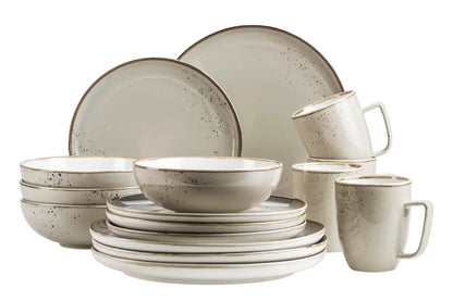 Riviera Set combiné | 16 pièces | Gris olive | Porcelaine