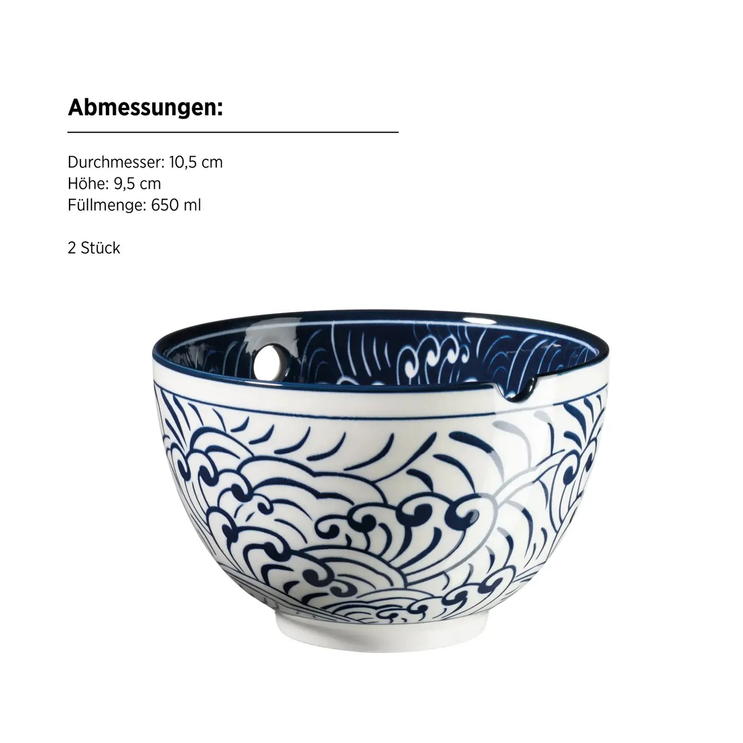 Kyoto Schüsselset "Culinary Delight", mit Essstäbchen, 2 Dekore | 8-tlg. | Blau | Porzellan