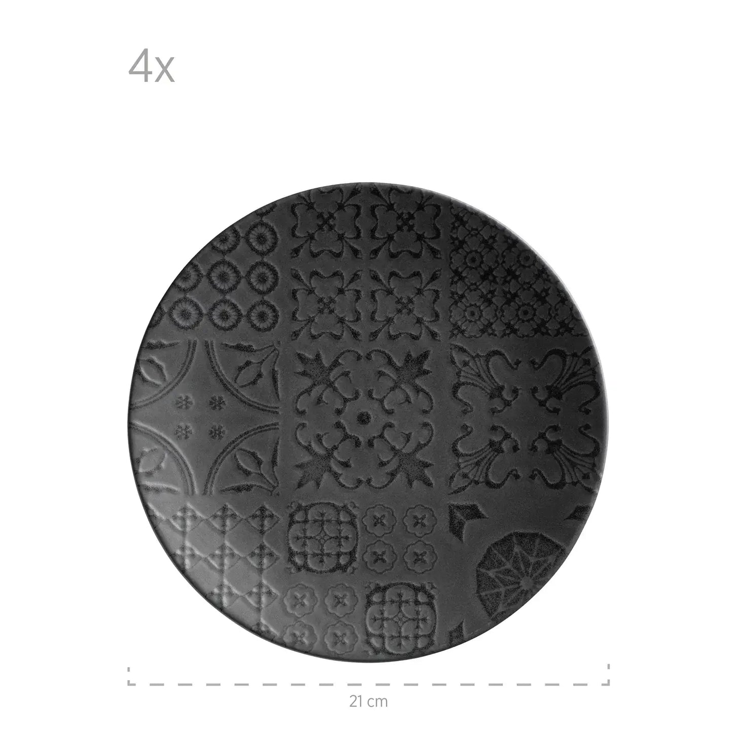 Service de table Azulejo Noir | 12 pièces | Noir | Grès | Fabriqué au Portugal