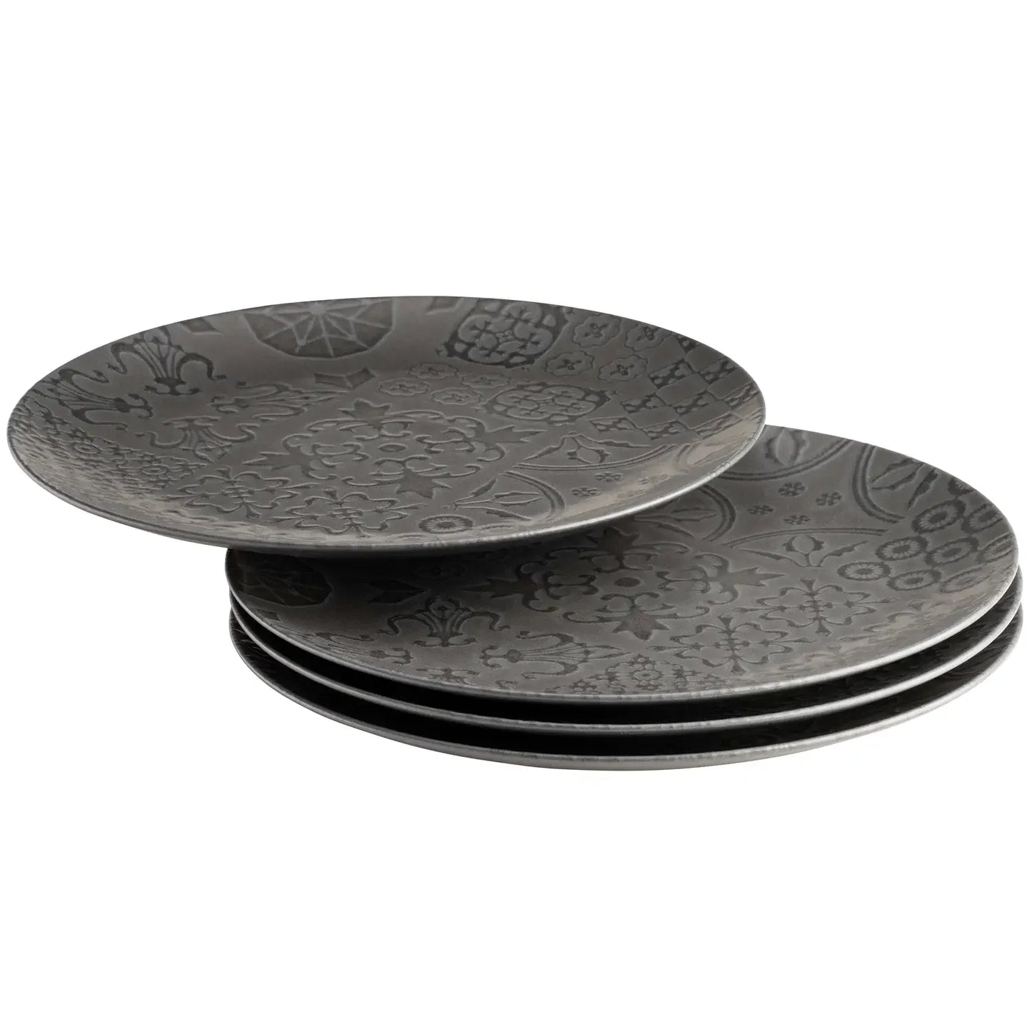 Azulejo Noir Platztellerset | 4-tlg. | Schwarz | Steinzeug | Made in Portugal