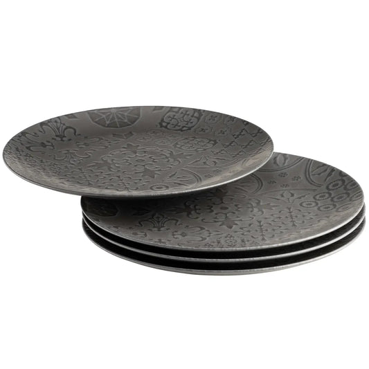 Azulejo Noir Platztellerset | 4-tlg. | Schwarz | Steinzeug | Made in Portugal