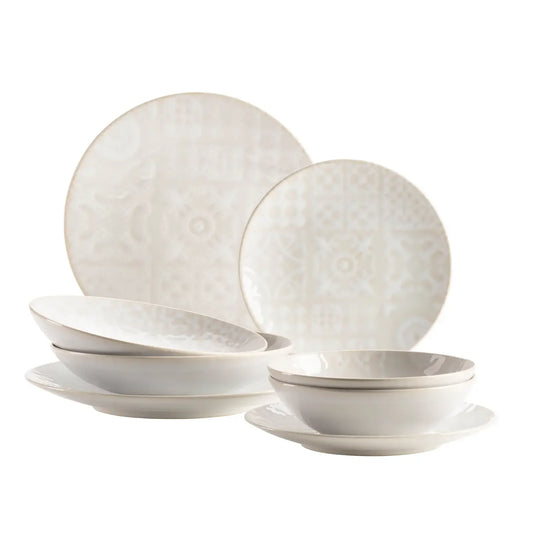 Azulejo Blanc Kombiservice | 8-tlg. | Weiß | Steinzeug | Made in Portugal