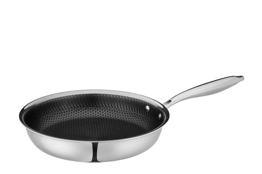 Vulcano Bratpfanne, 3 lagig mit Wabenbeschichtung | Silber / Schwarz | Edelstahl 18/10