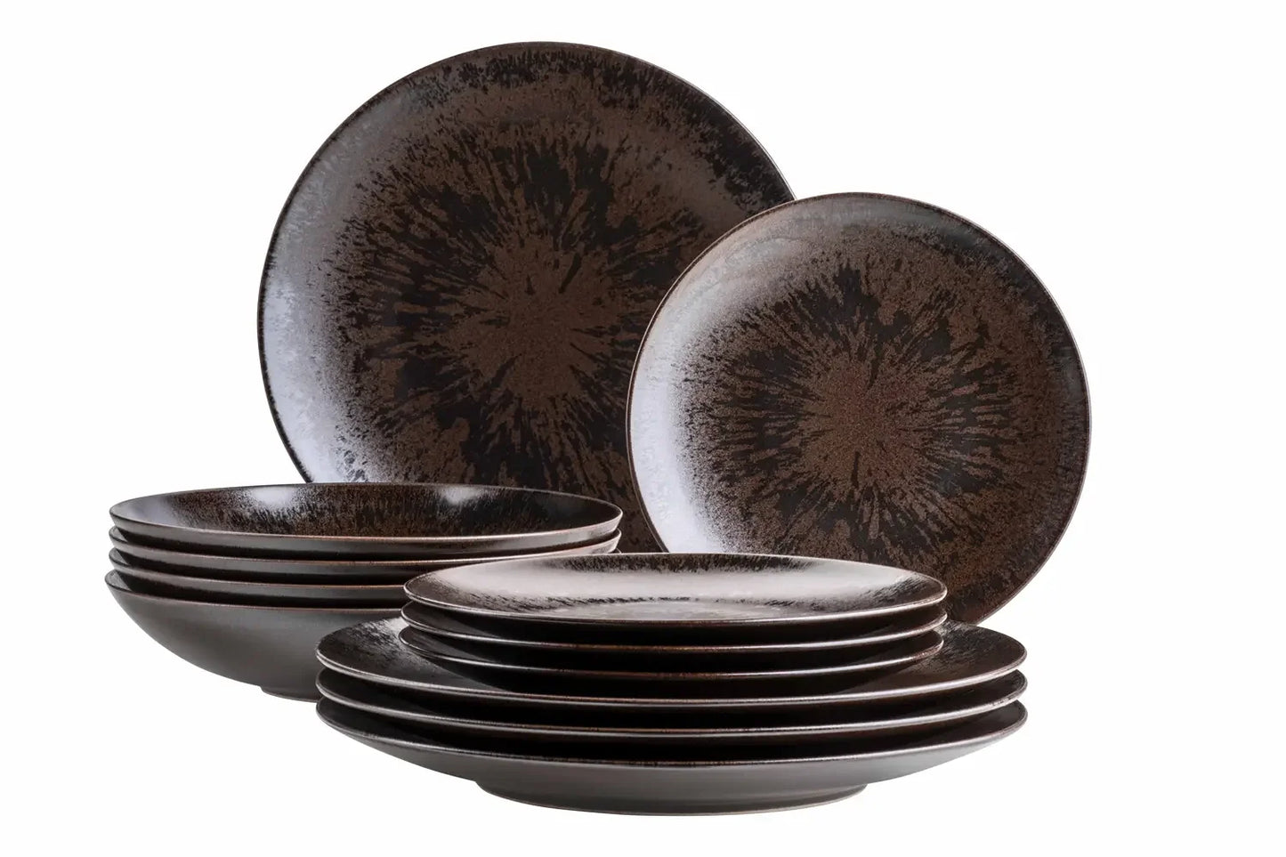 Bronzo Tafelservice | 12-tlg. | Schwarz | Steinzeug | Made in Portugal