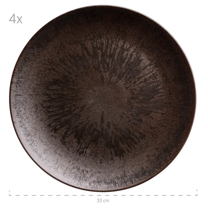 Bronzo Platztellerset | 4-tlg. | Schwarz | Steinzeug | Made in Portugal