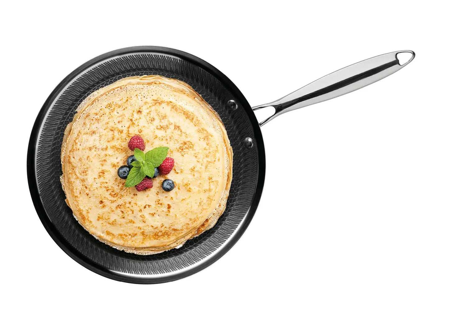 Vulcano Crêpe-Pfanne, 3 lagig mit Wabenbeschichtung | Silber / Schwarz | Edelstahl 18/10