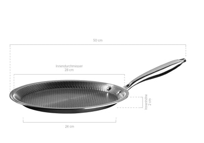 Vulcano Crêpe-Pfanne, 3 lagig mit Wabenbeschichtung | Silber / Schwarz | Edelstahl 18/10