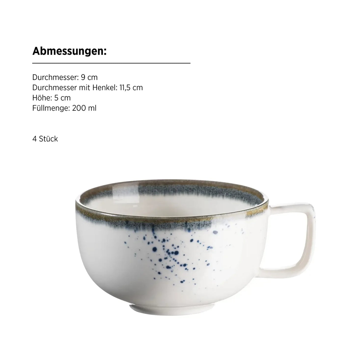 Riviera Kaffeetassen blaue Punkte | 8-tlg. | Weiß / Blau | Porzellan