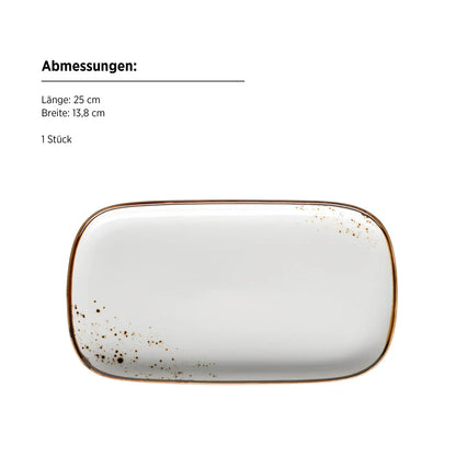 Riviera Plate Set | 2-pc. | White / Brown | Porcelain