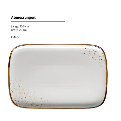 Riviera Plate Set | 2-pc. | White / Brown | Porcelain