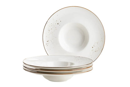 Assiette gourmande Riviera | 4 pièces | Blanc / Marron | Porcelaine