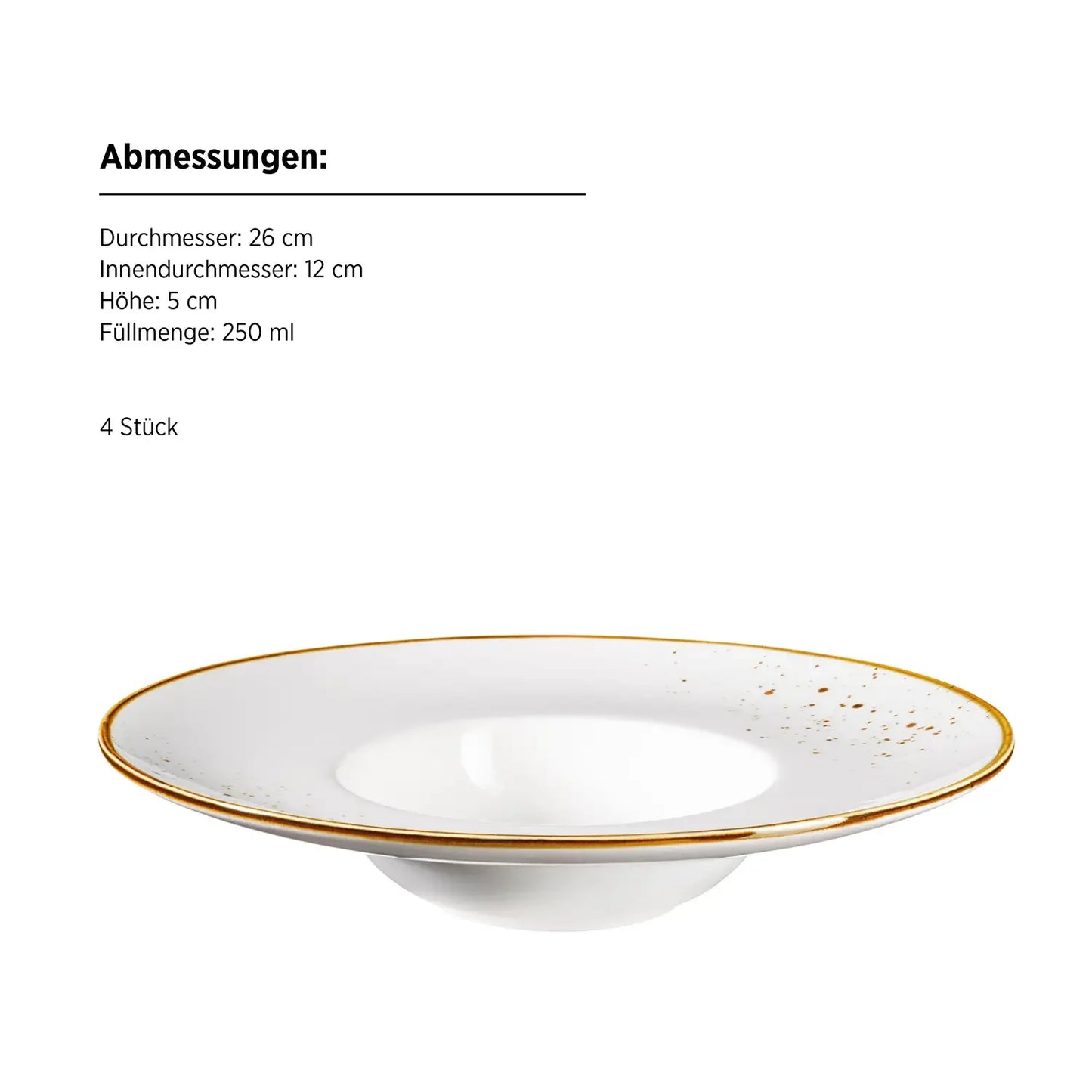 Assiette gourmande Riviera | 4 pièces | Blanc / Marron | Porcelaine
