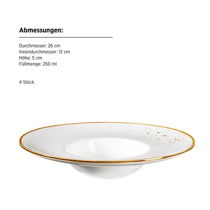 Assiette gourmande Riviera | 4 pièces | Blanc / Marron | Porcelaine