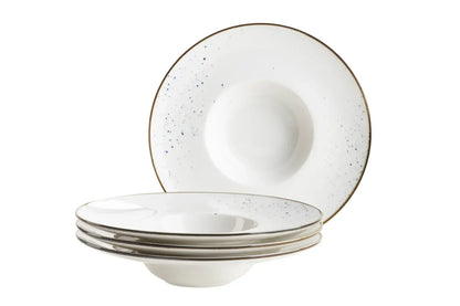 Riviera Gourmetteller blaue Punkte | 4-tlg. | Weiß / Blau | Porzellan