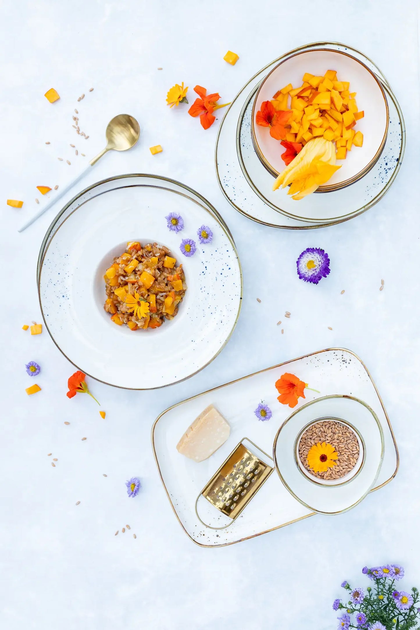 Riviera Schüsselset | 4-tlg. | Weiss / Braun | Porzellan