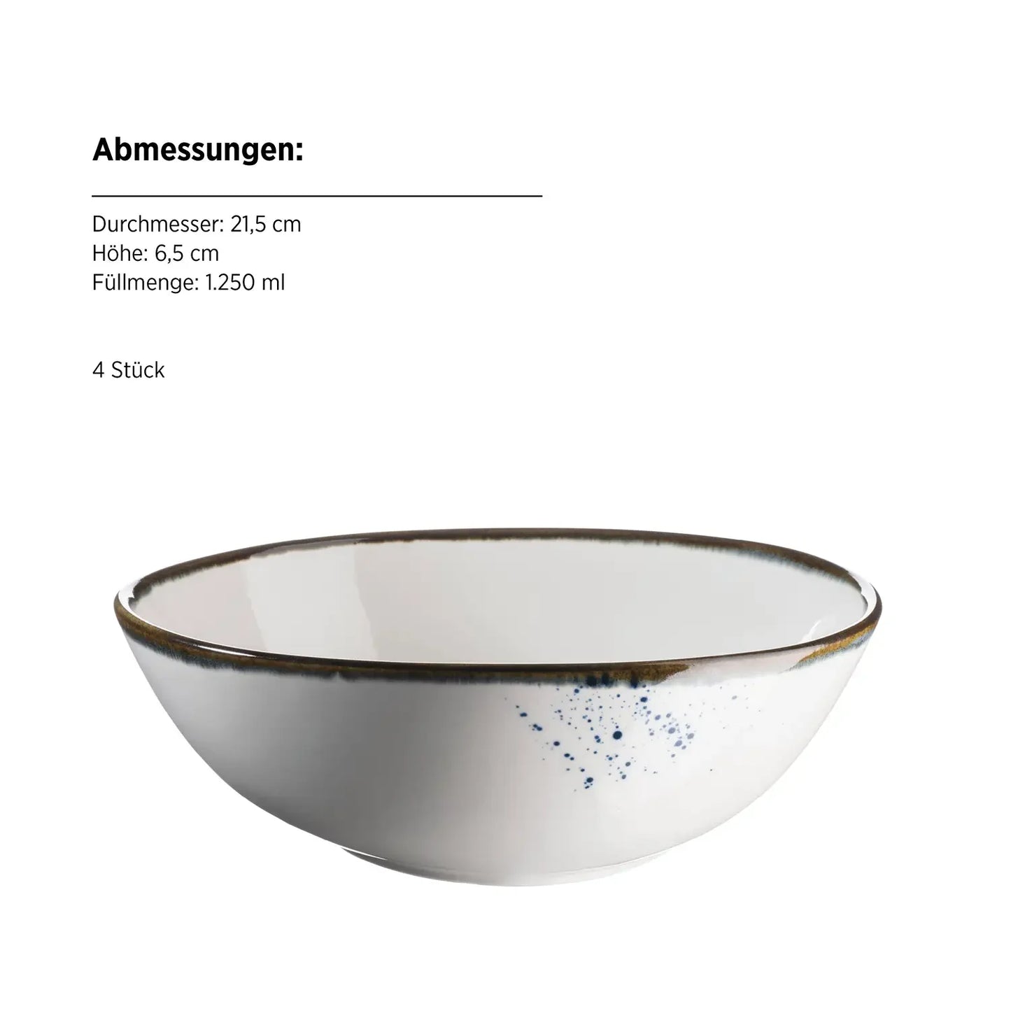 Riviera Schüsselset blaue Punkte | 4-tlg. | Weiß / Blau | Porzellan