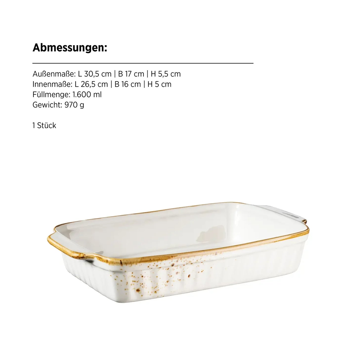 Riviera Auflaufform | 2-tlg. | Weiss / Braun | Porzellan