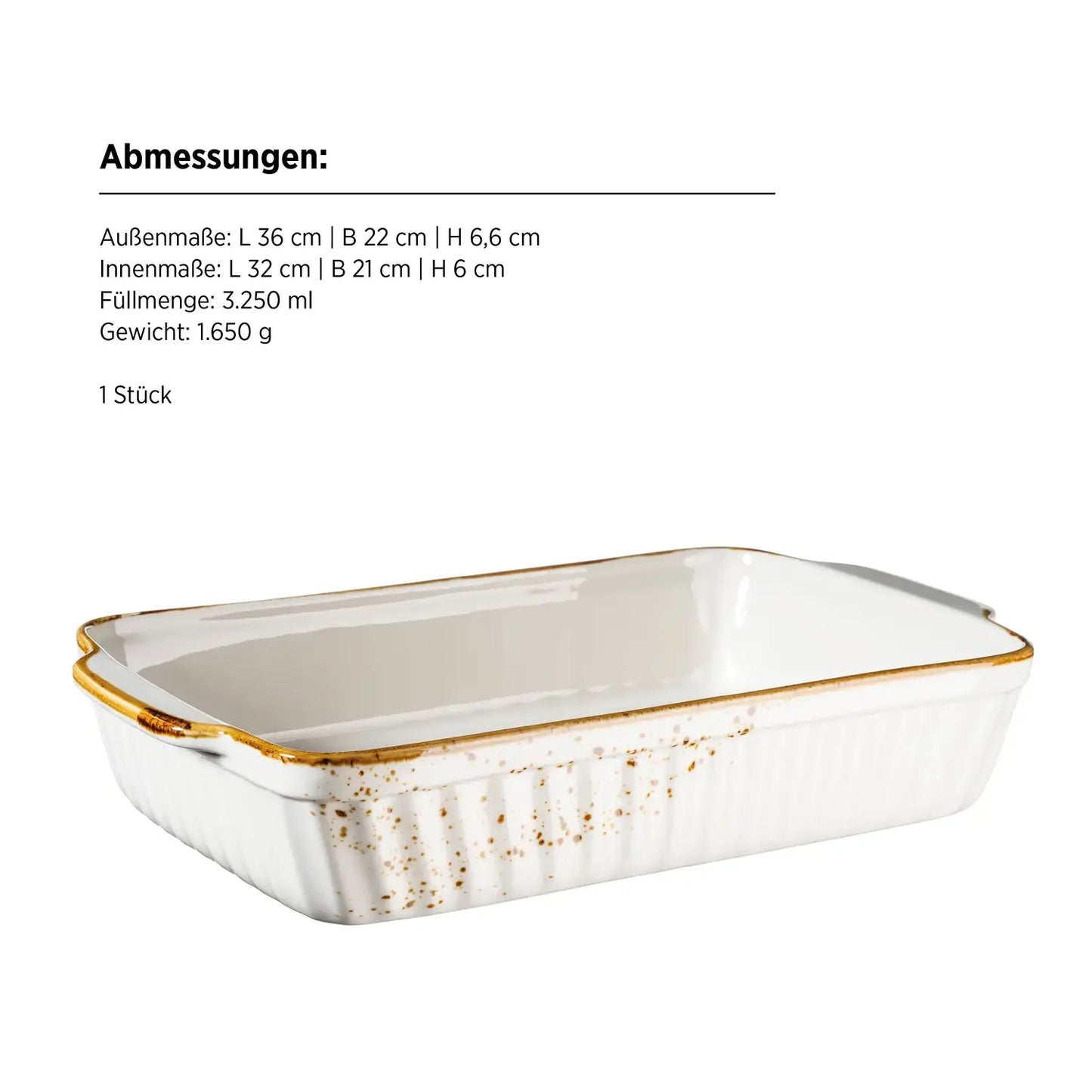 Riviera Auflaufform | 2-tlg. | Weiss / Braun | Porzellan