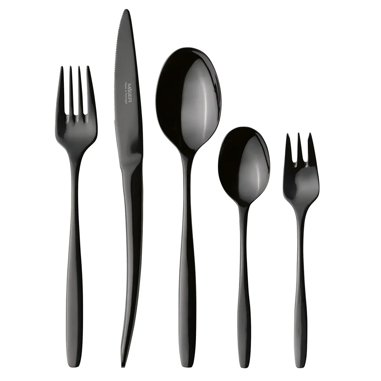 Obsidian Cutlery Set, Shiny Black 18/10 | 30-piece | Black | 18/10 Stainless Steel | Made in Portugal