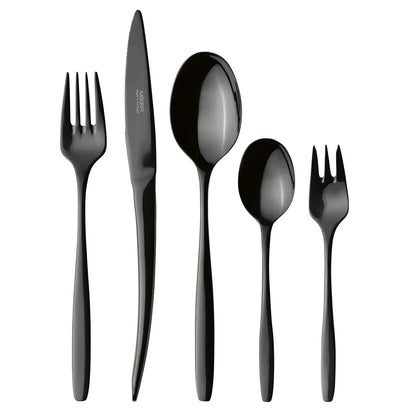 Obsidian Cutlery Set, Shiny Black 18/10 | 30-piece | Black | 18/10 Stainless Steel | Made in Portugal
