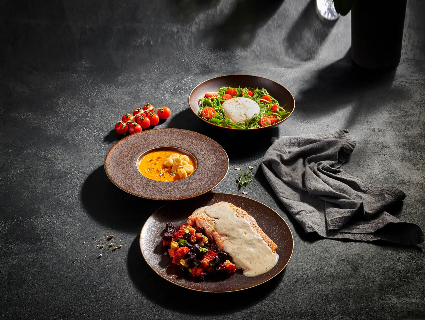 Forte Kombiservice | 8-tlg. | Schwarz | Porzellan | Made in Portugal