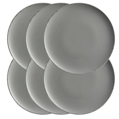 Bianco Flat Plate | 6-piece set | Grey | Porcelain | Made in Portugal