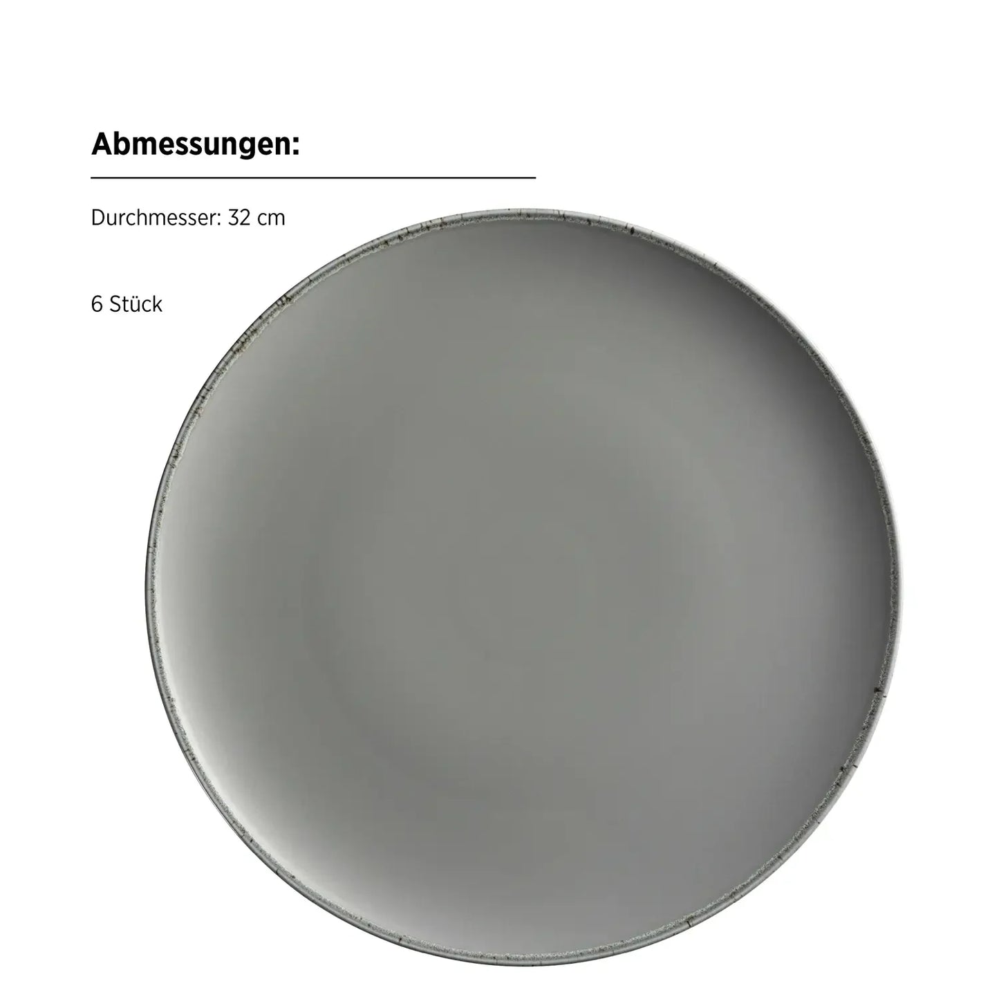 Bianco Flat Plate | 6-piece set | Grey | Porcelain | Made in Portugal